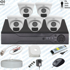UNV ( Sesli ) 5 Kameral� �� MEKAN Full Paket G�venlik Seti Sistemi