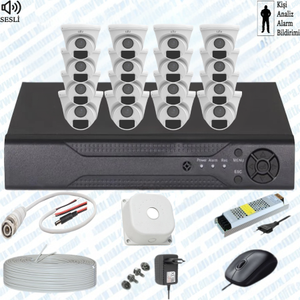 UNV ( Sesli ) 16 Kameral� �� MEKAN Full Paket G�venlik Seti Sistemi
