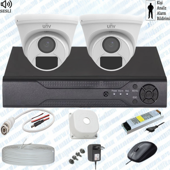 UNV  ( Sesli )  2 Kameral� Full Paket G�venlik Seti Sistemi