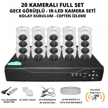 BYCAM 20 Kameral� �� Mekan 5 Mega Piksel Sony Lensli Full Paket G�venlik Sistemi
