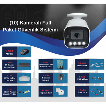 Elit 5.0 Megapixel Lensli ( 10 ) Kameral Full Paket Gvenlik Sistemi