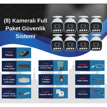 Elit 5.0 Megapixel Lensli ( 8 ) Kameral Full Paket Gvenlik Sistemi