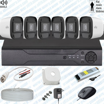 UNV  ( Sesli )  6 Kameral� Full Paket G�venlik Seti Sistemi