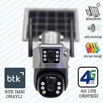 Elit 3505  Gne panelli ve sim kartl 360 Derece ift Kameral  Speddome Kamera Gecegrl Su Geirmez