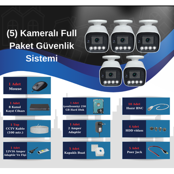 Elit 5.0 Megapixel Lensli ( 5 ) Kameral Full Paket Gvenlik Sistemi