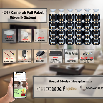 BYCAM  24 Kameral� Gece Renkli 5 Mega Piksel Sony Lensli 1080P Full HD G�venlik Sistemi