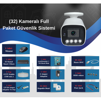 BYCAM  5.0 Megapixel Lensli ( 32 ) Kameral� Full Paket G�venlik Sistemi