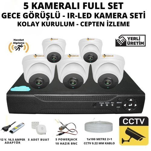 BYCAM 5 Kameral� �� Mekan 5 Mega Piksel Sony Lensli Full Paket G�venlik Sistemi