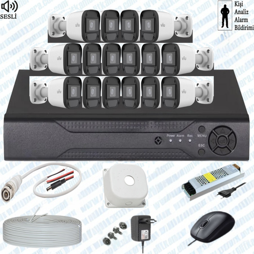 UNV  ( Sesli ) 16 Kameral� Full Paket G�venlik Seti Sistemi