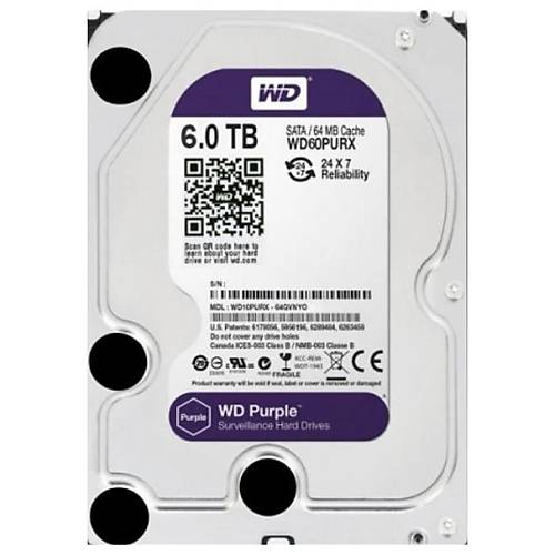 6 TB 3.5 5400RPM 64MB PURPLE WD10PURX 7/24 G�VENL�K D�SK� HDD