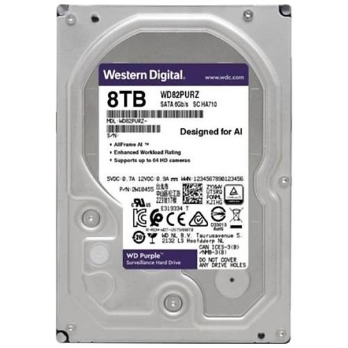 8 TB 3.5 5400RPM 64MB PURPLE WD10PURX 7/24 G�VENL�K D�SK� HDD