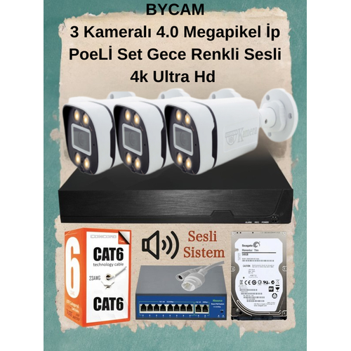 BYCAM Nvr Poe Kit  ( �P ) 3  Kameral� Haz�r Tak �al��t�r Set