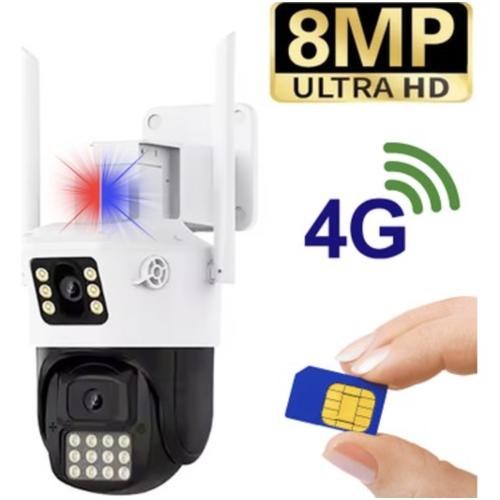 BYCAM 8mp Ultra Hd 4g Sim Kart ile �al��an 12V Adapt�rl� Telefona Ba�lanan G�venlik Kameras�