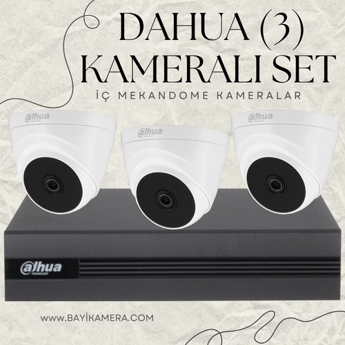 DAHUA  3 Kameral� Dome Full Paket G�venlik Seti Sistemi