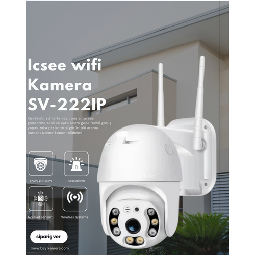 Icsee SV-222IP Sesli Gece Renkli 2 MP PTZ Wi Fi Kamera