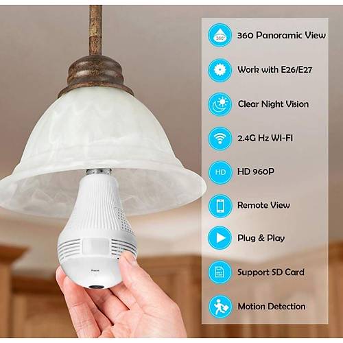 BYCAM 3607  360 Derece Panoromik Wifi Amp�l Kamera 1080p Full Hd