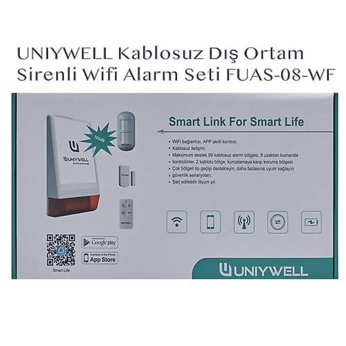 UNIYWELL Kablosuz D�� Ortam Sirenli Wifi Alarm Seti FUAS-08-WF