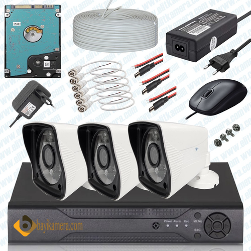 BYCAM Kmx 5.0 Megapixel Lensli ( 3 ) Kameral� Full Paket G�venlik Sistemi