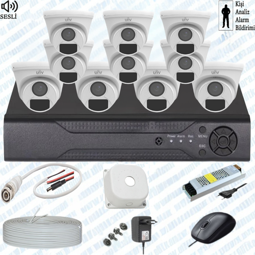 UNV ( Sesli ) 10 Kameral� �� MEKAN Full Paket G�venlik Seti Sistemi