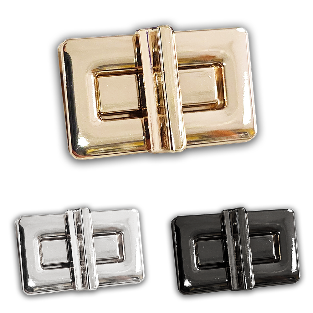 Çanta Kilidi, Kapatma Klipsi, Dikdörtgen Stil, Light Gold, Nikel, Black Nikel