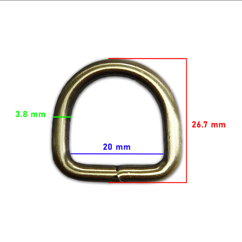 D Halka, 2 cm, F�r�al� Antik, (Brushed Antique)