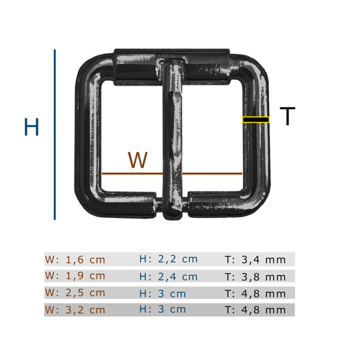 Zamak Toka, 1.6 / 1.9 / 2.5 / 3.2 cm, Black Nikel