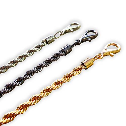 Burgu Model, Kancal� �anta Zinciri, 120 cm, Nikel, Light Gold, Black Nikel