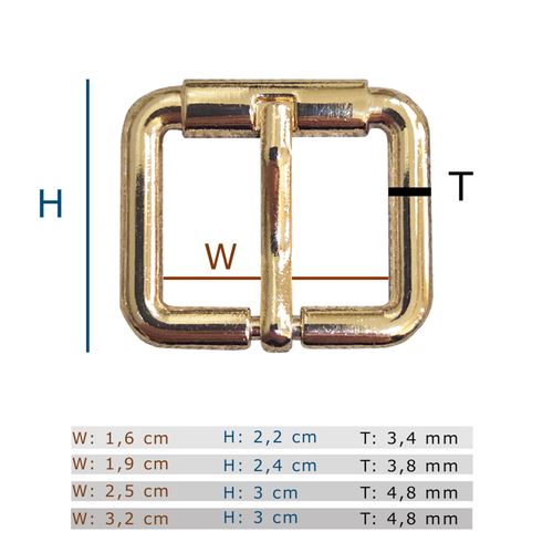 Zamak Toka, 1.6 / 1.9 / 2.5 / 3.2 cm, Light Gold