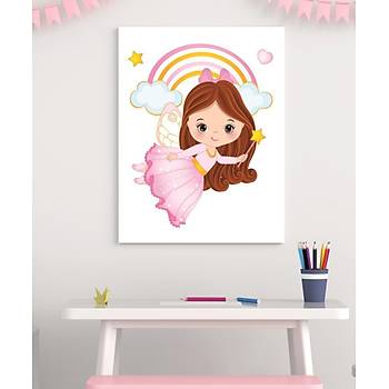 Dekoratif Çocuk Odasý Fairy Girl Duvar Kanvas Tablo