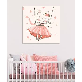 Dekoratif Çocuk Odasý Pink Kitten Duvar Kanvas Tablo