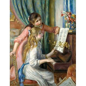 Dekoratif Auguste Renoir - Two Young Girls at the Piano Duvar Kanvas Tablo
