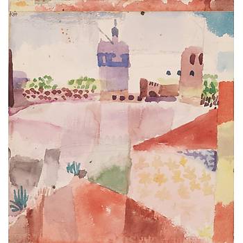 Dekoratif Paul Klee - Hammamet With It's Mosque Duvar Kanvas Tablo