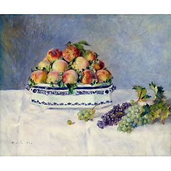 Dekoratif Auguste Renoir - Still Life with Peaches and Grapes Duvar Kanvas Tablo