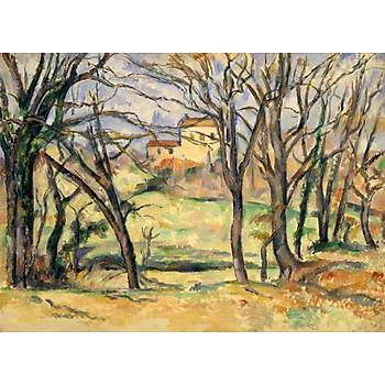 Dekoratif Paul Cezanne - Trees and Houses Near the Jas de Bouffan Duvar Kanvas Tablo