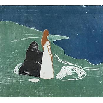 Dekoratif Edvard Munch - Two Women At The Seashore Duvar Kanvas Tablo