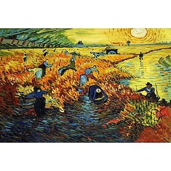 Dekoratif Vincent van Gogh - Red Vineyards Duvar Kanvas Tablo