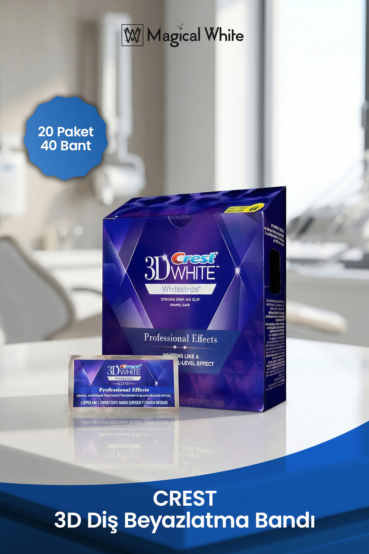 CREST 3d Whitestrips Professional Effects Diş Beyazlatma Bandı (1 Kutu 20 Adet)