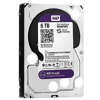 WD PURPLE 3,5 6TB 64MB 5400RPM WD62PURZ Surveillance, SATA 3, 7/24, RAID, Gvenlik Disk