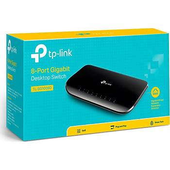 TP-LINK TL-SG1008D 8-Port 10/100/1000Mbps Tak ve Kullan % 80 Enerji Tasarruflu Gigabit Switch