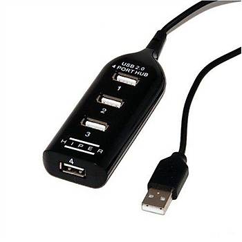 Hiper UH42 4 Port USB Çoklayýcý 2.0 Siyah
