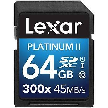 Lexar 64GB 300X Premium II SDXC Hafza Kart Class10 U1 45MB/sn