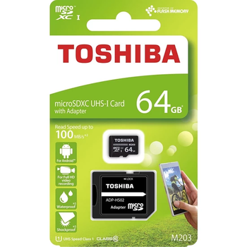 Toshiba 64GB Micro SDHC UHS-1 C10 THN-M203K0640EA