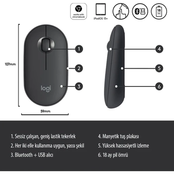 Logitech Pebble M350 Mouse Graphite 910005718