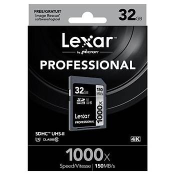 Lexar 32GB 1000x Professional SDHC Hafıza Kartı UHS-II 150MB/sn