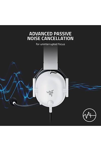 Razer Blackshark V2 X - Beyaz Premium Espor Oyun Kulakl��� (50mm S�r�c�l� Kablolu Kulakl�k, PC, Mac, PS4, Xbox One ve Switch i�in G�r�lt� Engelleme) Beyaz