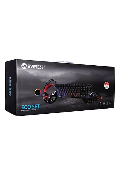 Everest KMK-91 ECO Gkkua Aydnlatmal USB Gaming Combo 4in 1 Oyuncu Seti