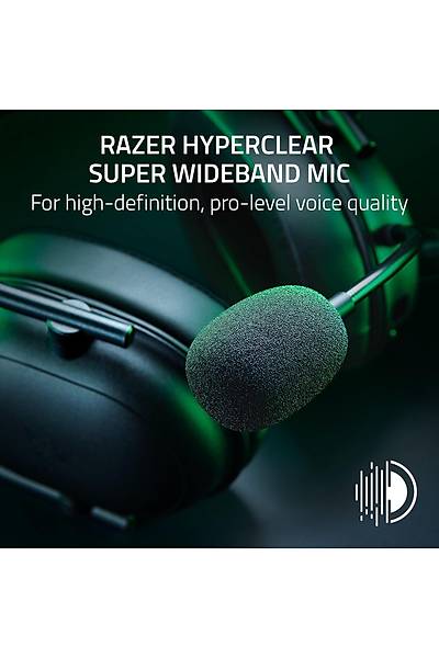 Razer BlackShark V2 HyperSpeed - PC Kablosuz Ultra Hafif E-Spor Kulakl�k (280 g, HyperClear S�per Geni� Bant Mik, TriForce Titanium 50 mm S�r�c�) Siyah