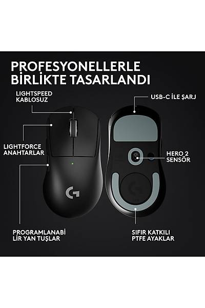 Logitech G Pro X Superlight 2 Dex Lightspeed Hero 2 910-007358 Siyah