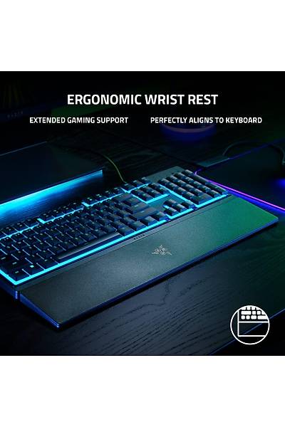 Razer Ornata V3 X - D���k Profilli Oyun Klavyesi (Sessiz Membran Anahtarlar, S�v� D�k�lmesine Dayan�kl� Tasar�m, Ergonomik Bilek Deste�) TR D�zeni | Siyah