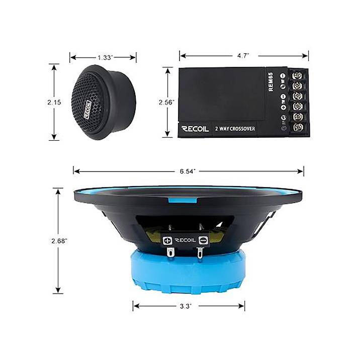 Recoil REM-65 16.5 cm 2 Yollu Komponent Tak�m� | 100W RMS / 200W Peak | SPLHIFI